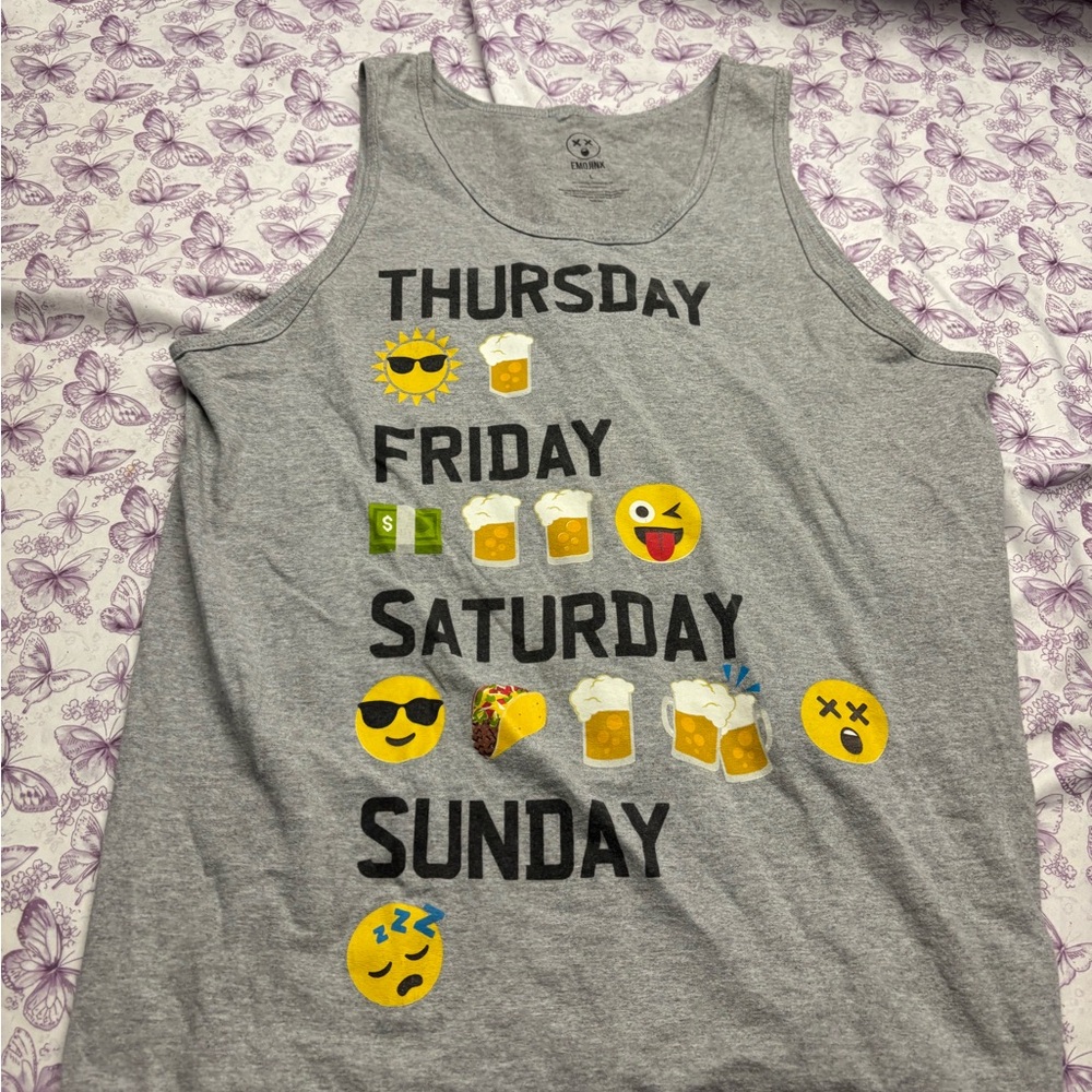 🍄Gray Emoji Graphic Casual Weekend Tee